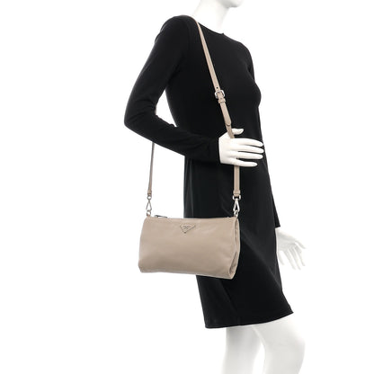 Prada Vitello Daino Zippered Crossbody Bag Pomice 2 of 8