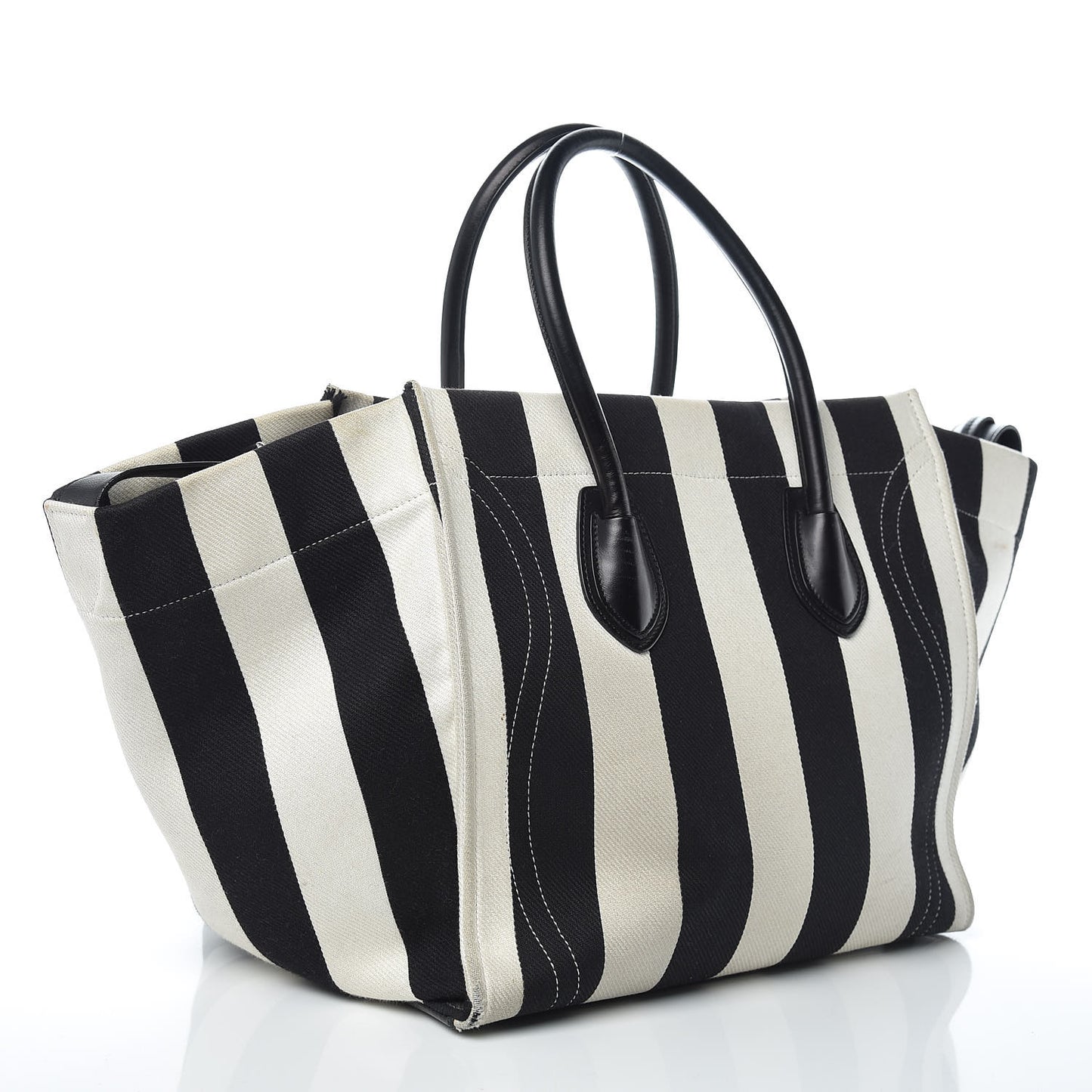 Cotton Canvas Striped Medium Phantom Luggage White Black