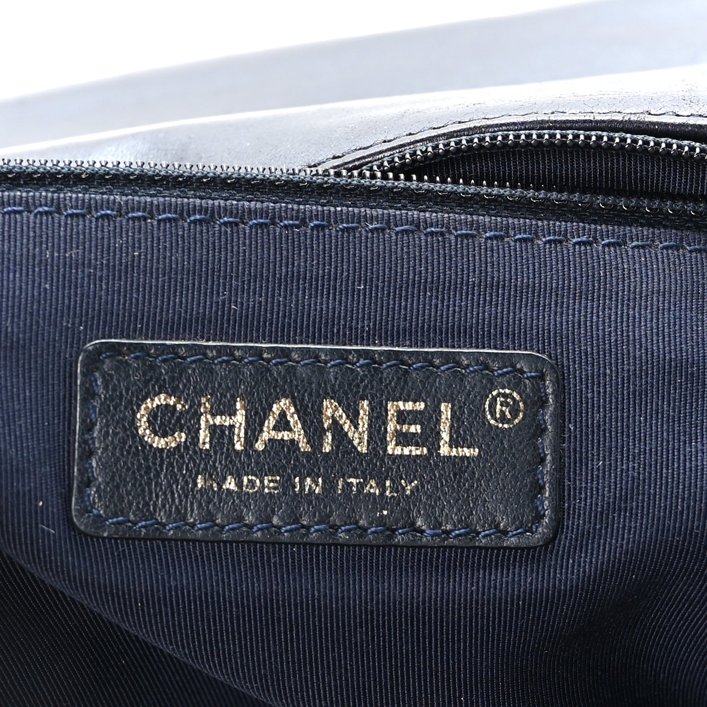 Lambskin Embossed Large Boy Cube Flap Navy Blue