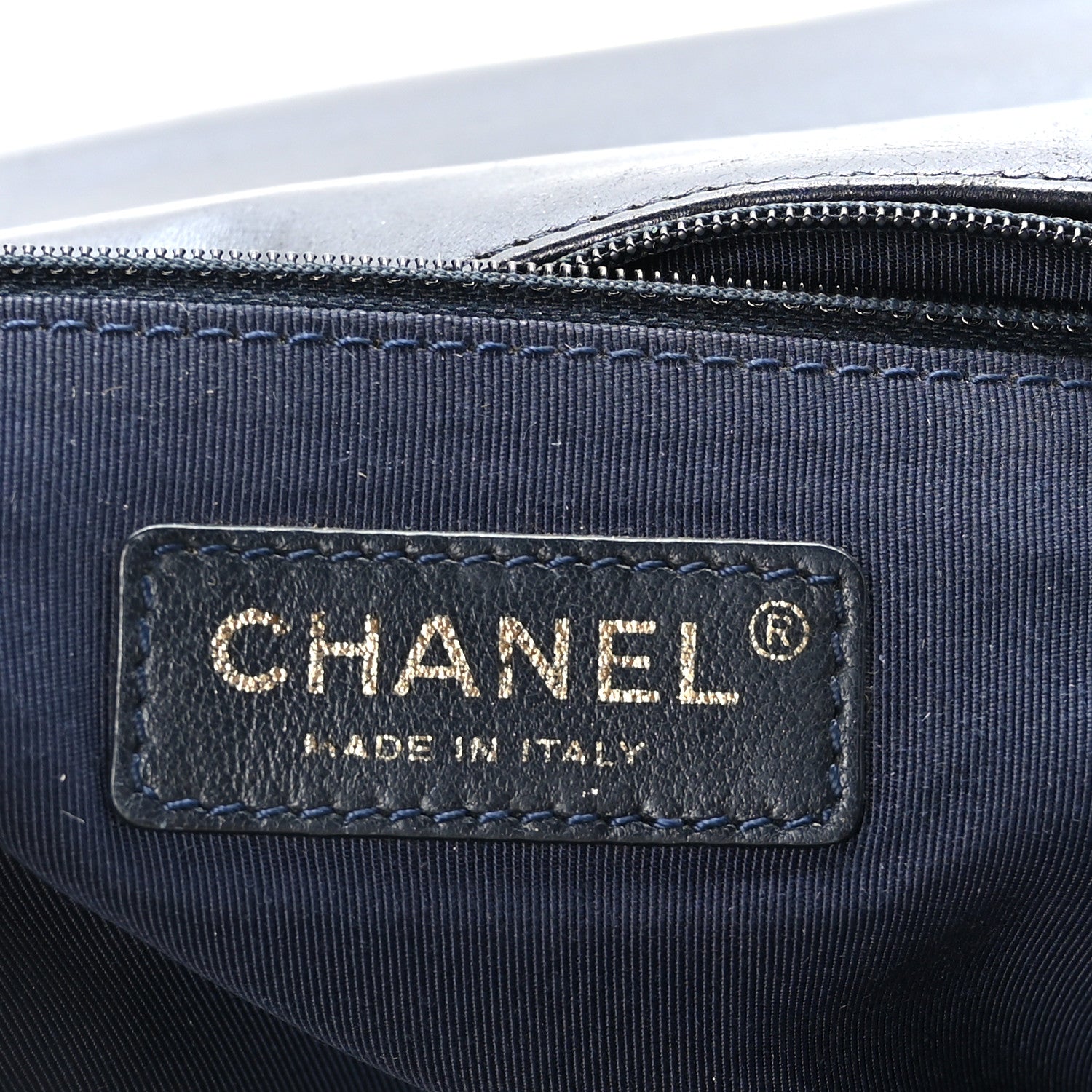 Chanel Lambskin Embossed Large Boy Cube Flap Navy Blue 6 of 9