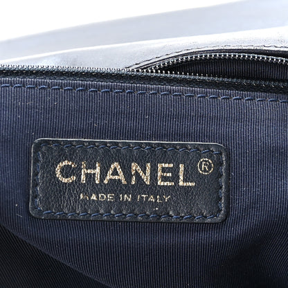Chanel Lambskin Embossed Large Boy Cube Flap Navy Blue 6 of 9