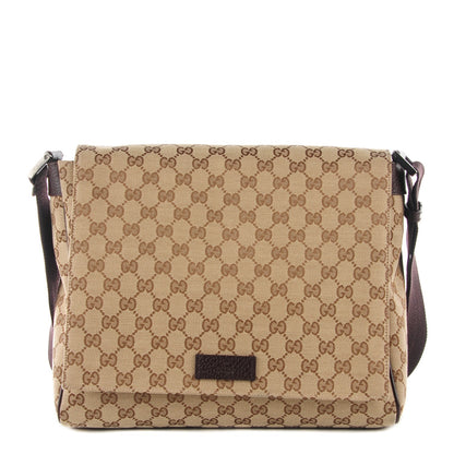 Gucci Monogram Small Flap Messenger Bag Beige Dark Brown 1 of 7
