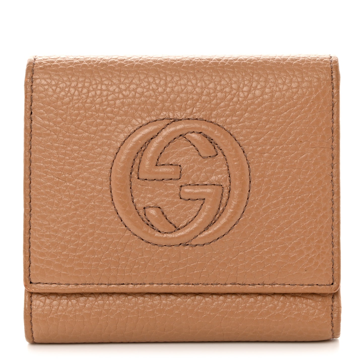 Pebbled Calfskin Soho Compact Flap Wallet Camelia