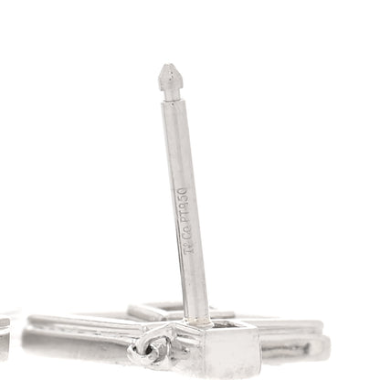 Tiffany Platinum Diamond Open Square Drop Earrings 4 of 5