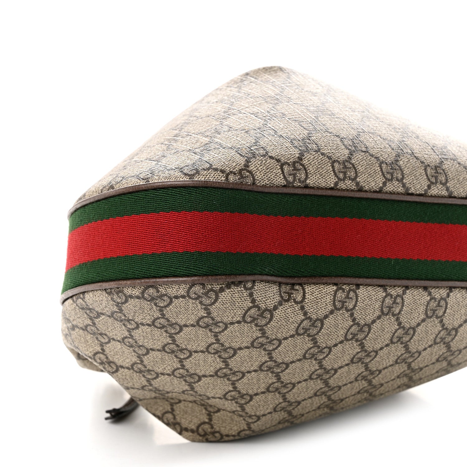 Gucci GG Supreme Monogram Textured Calfskin Web Large Attache Shoulder Bag Beige Ebony New Acero 9 of 11