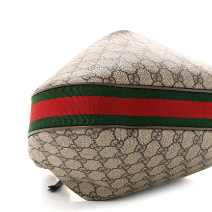 Gucci GG Supreme Monogram Textured Calfskin Web Large Attache Shoulder Bag Beige Ebony New Acero 9 of 11
