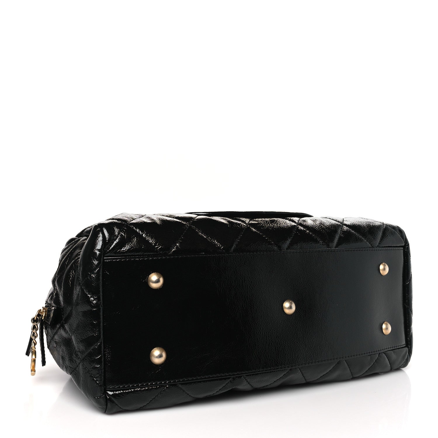 Chanel Shiny Aged Calfskin Quilted Medium Bowler Bag Black 4 of 10