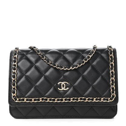 Chanel Lambskin Quilted Chain Around Wallet On Chain WOC Black 1 of 12