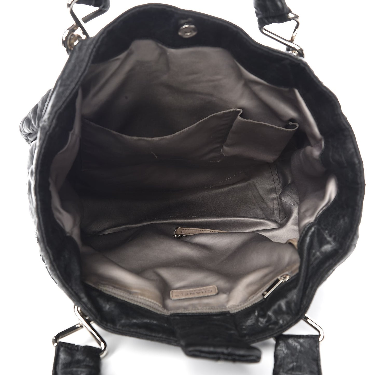 Crinkled Coated Canvas Le Marais Large Tote Black