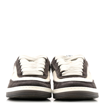 Chanel Suede Kidskin Womens CC Sneakers 36 Black White 3 of 10
