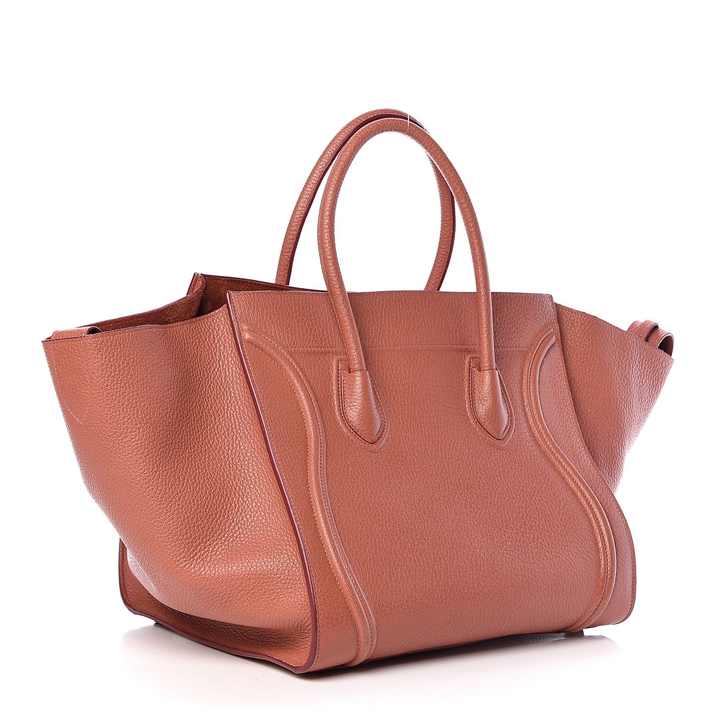 Shiny Grained Calfskin Medium Phantom Luggage Terracotta
