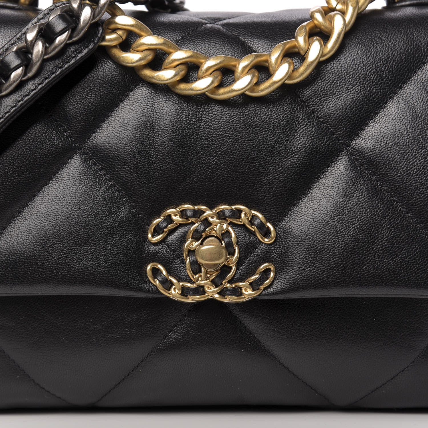 Chanel Goatskin Quilted Medium 19 Flap Black 10 of 11