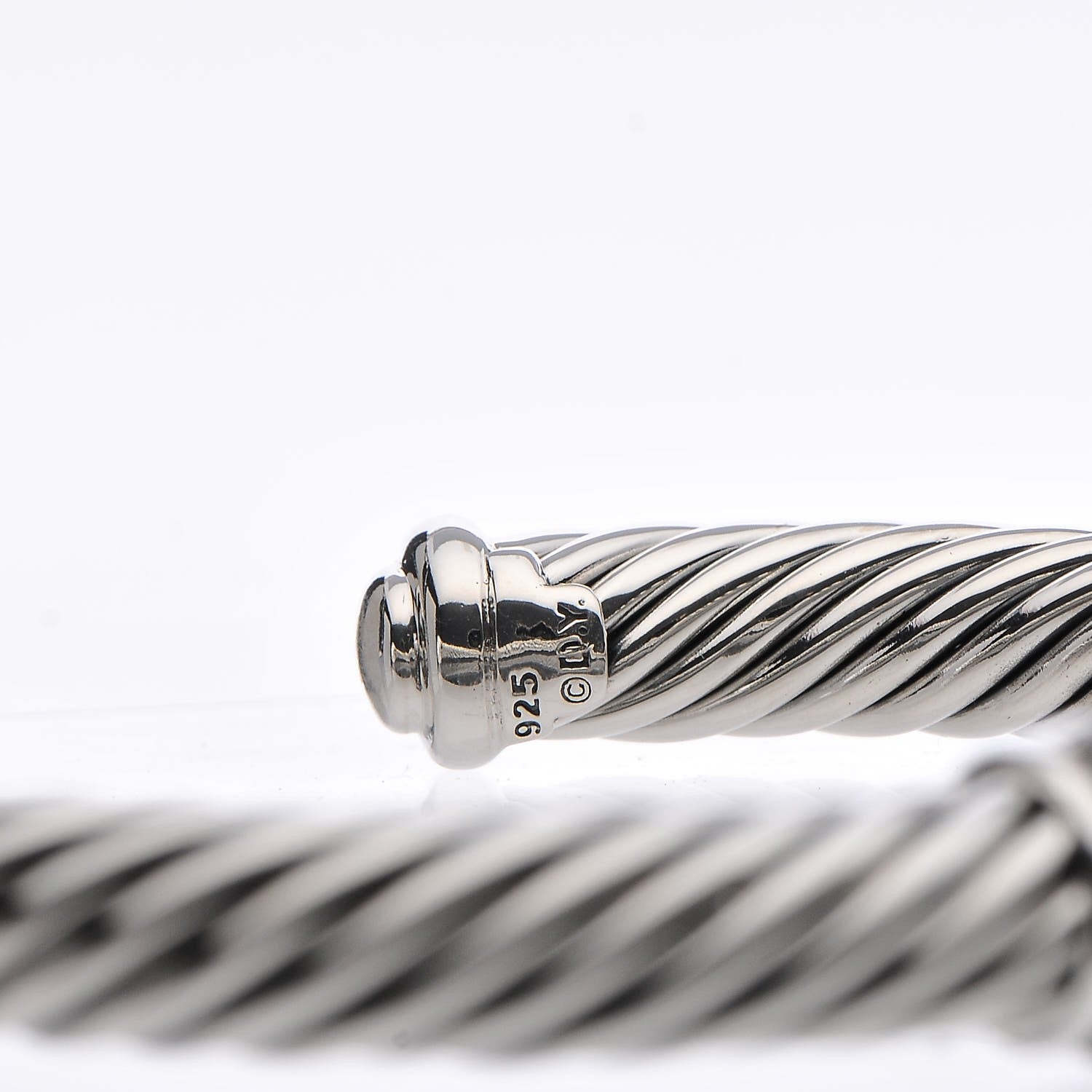 David Yurman Sterling Silver Black Diamond 7mm Cable Classics Station Bracelet 5 of 5