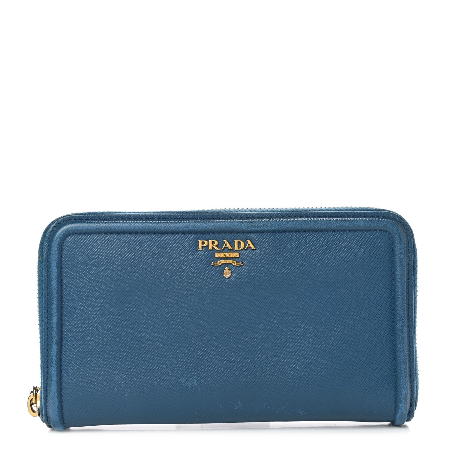 Prada Saffiano Zip Around Wallet Cobalto 1 of 11