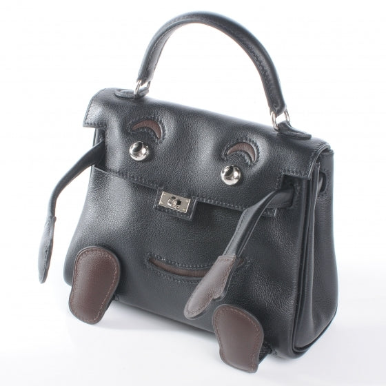 Hermes Swift Quelle Idole Kelly Doll Handbag Noir and Havane RARE 1 of 9