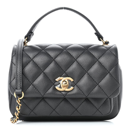 Chanel Calfskin Quilted Top Handle Flap Black 1 of 9