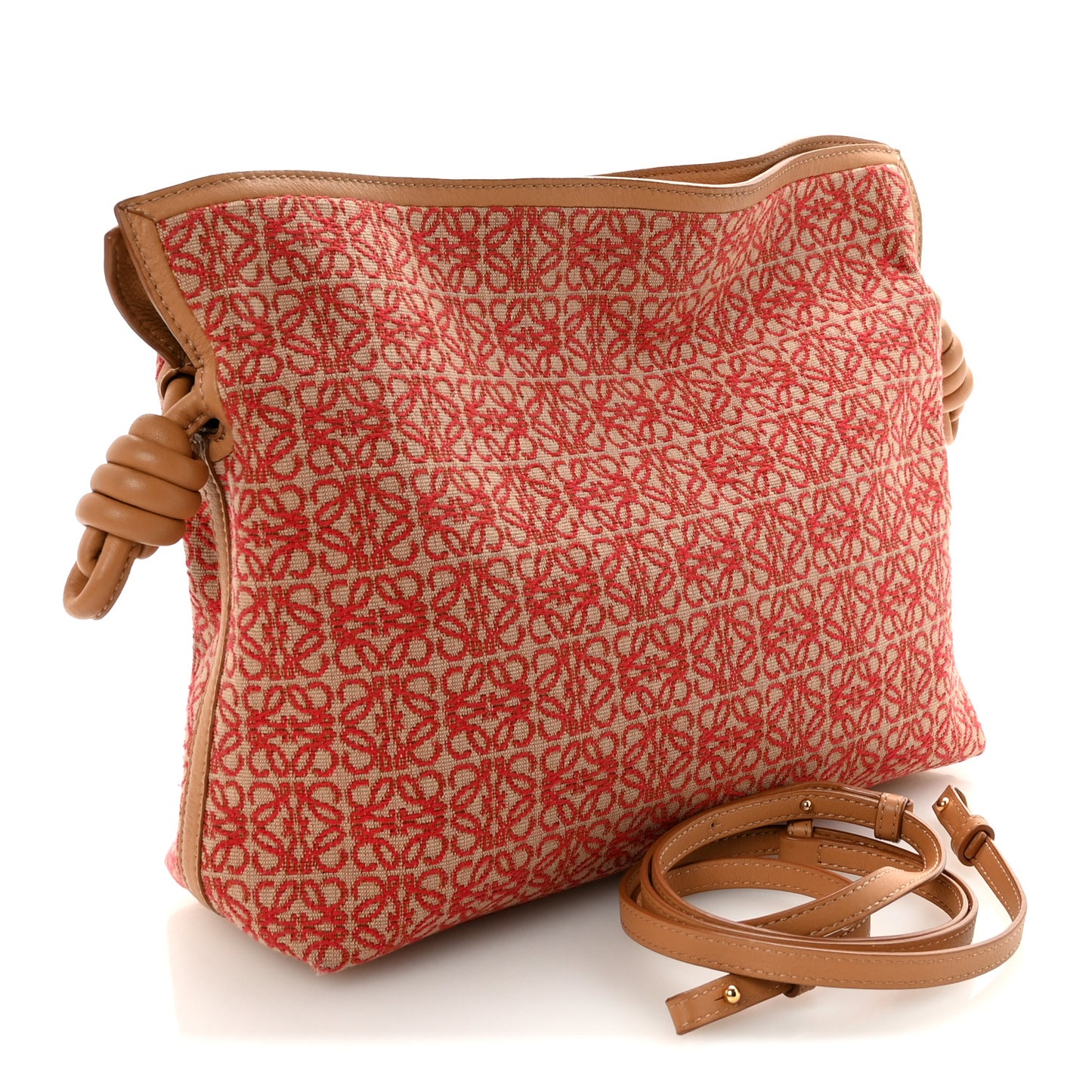 Jacquard Anagram Calfskin Mini Flamenco Knot Clutch Red Warm Desert
