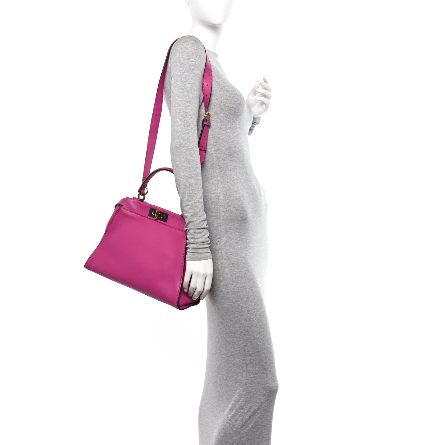 Vitello Seta Medium Peekaboo Iconic Satchel Magenta