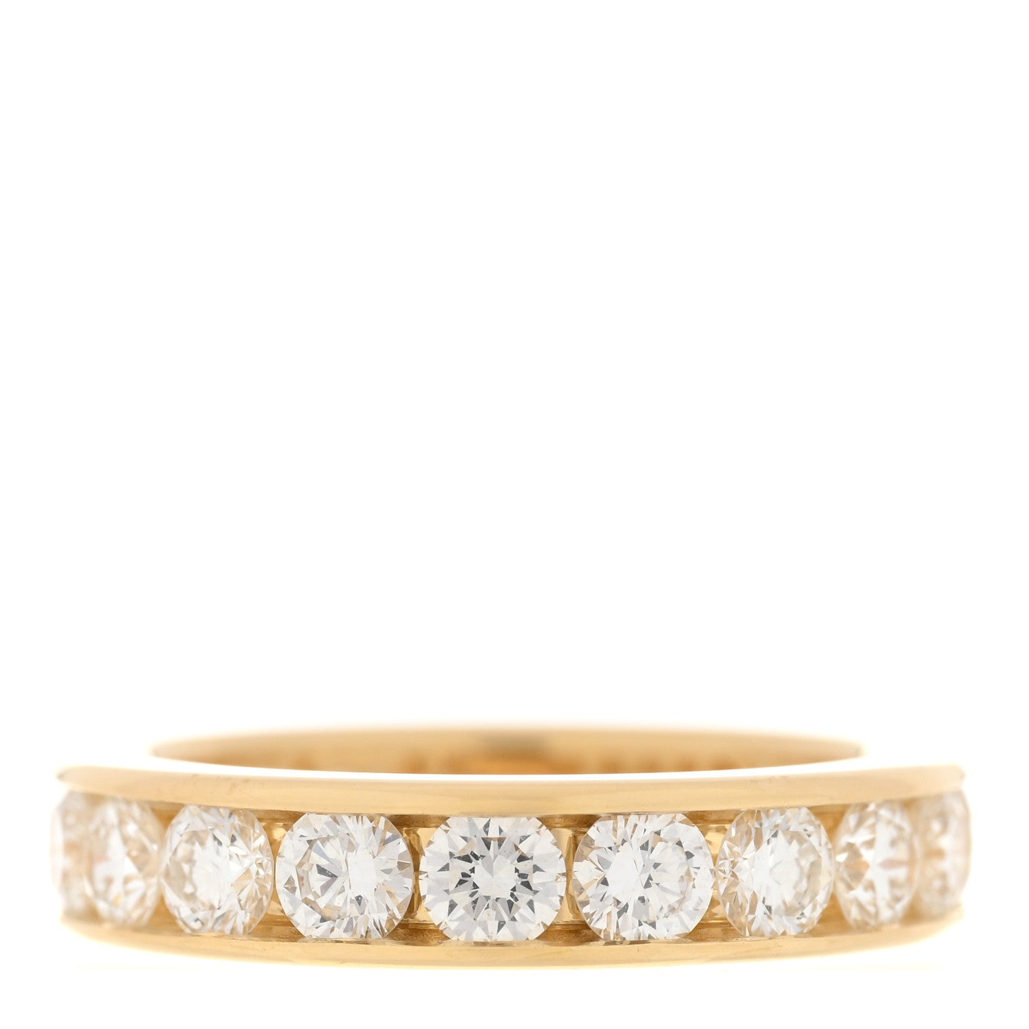 Tiffany 18K Yellow Gold Diamond 4mm Channel Set Band Ring 46 3.75 1 of 6