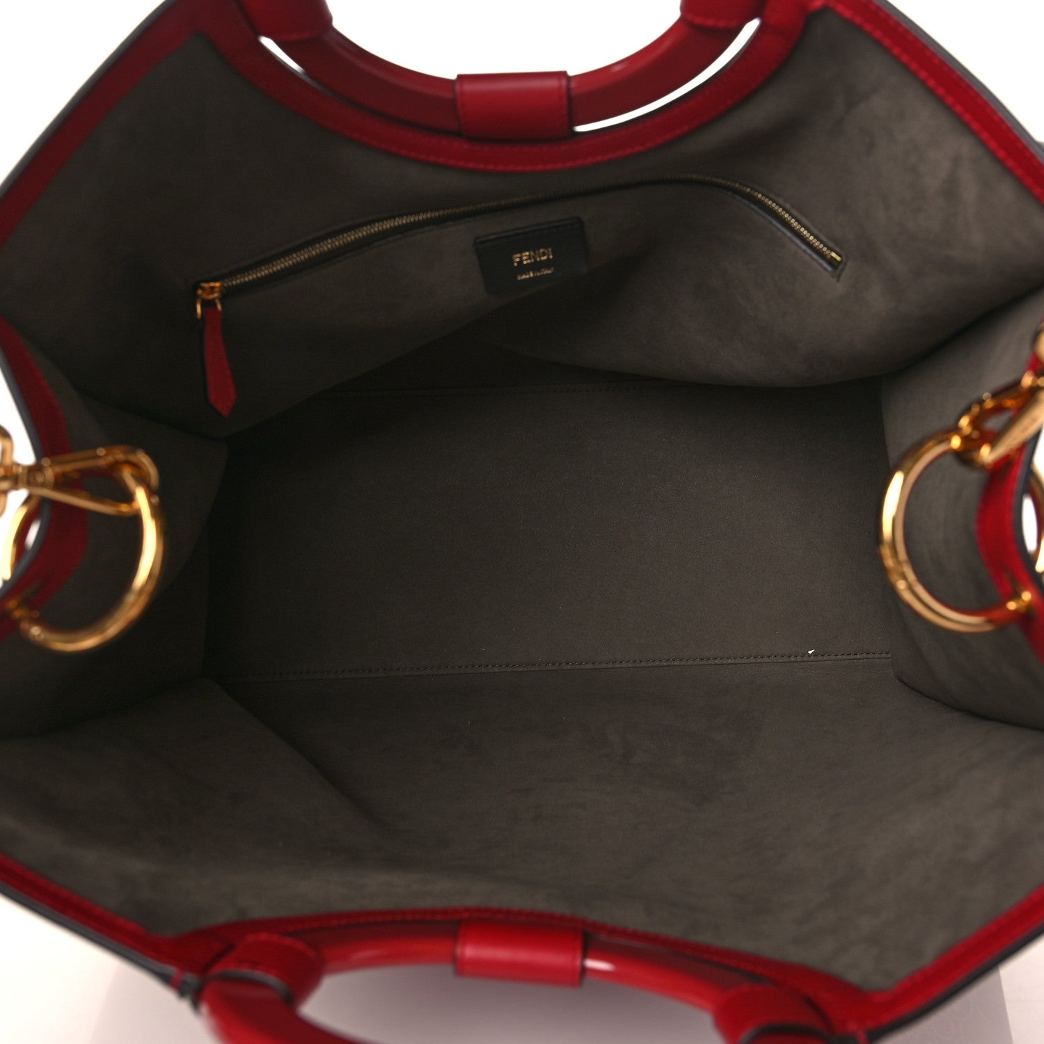 Fendi Fabric Grille Royale Print Stamp Patch Large Runaway Shopper Tote Red Blue Strawberry 5 of 9