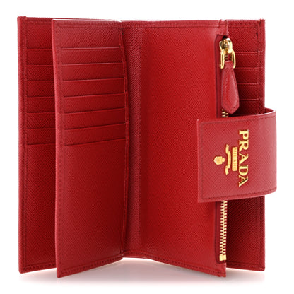 Prada Saffiano Metal Tab Wallet Fuoco 5 of 12