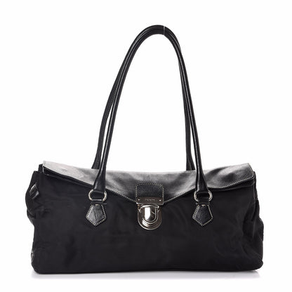 Prada Buffalo Tessuto Foldover Pushlock Satchel Black 1 of 6