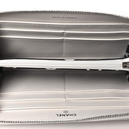 Chanel Caviar Quilted Coco Chanel Logo CC Large Gusset Zip Around Wallet White 5 of 9