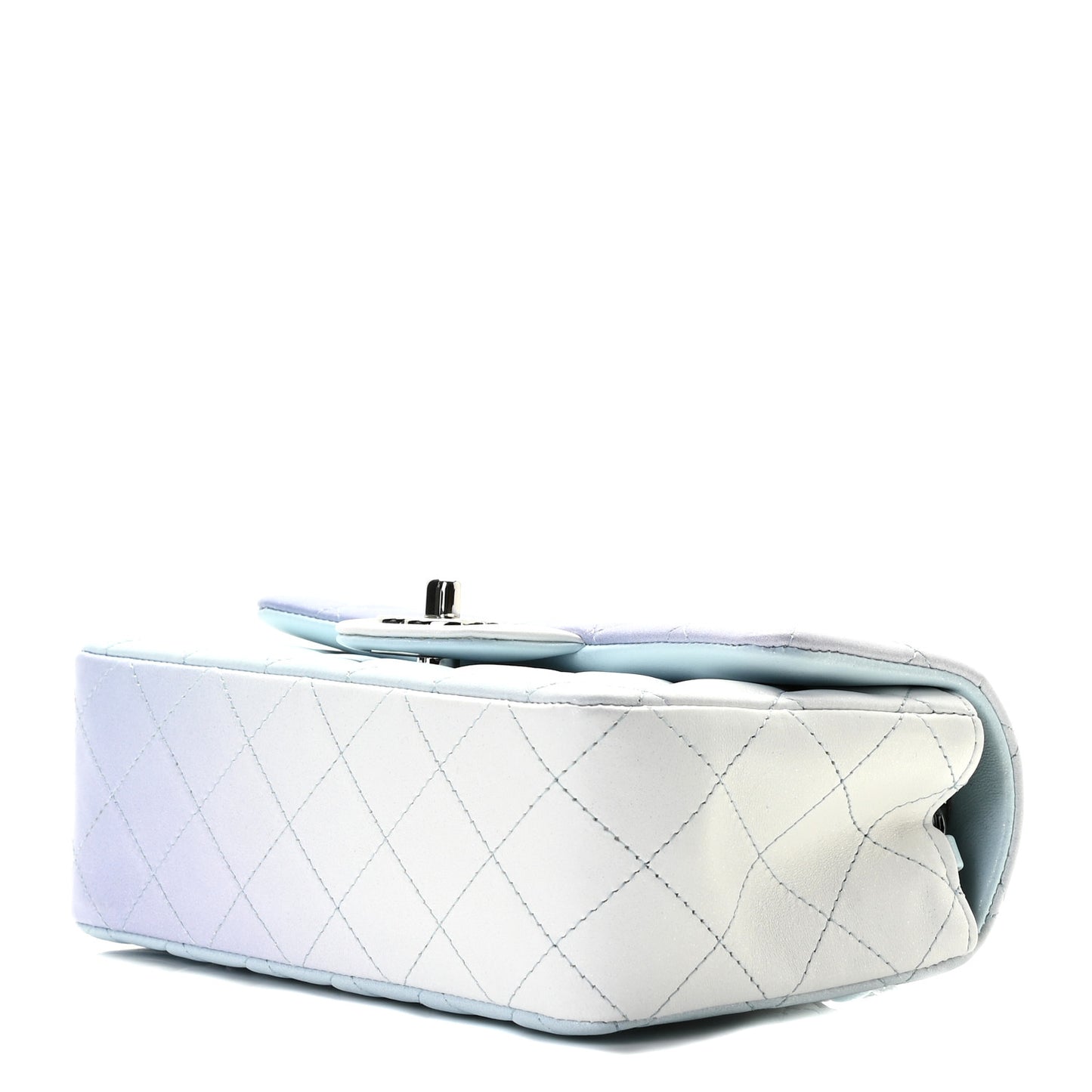 Perforated Lambskin Quilted Mini Rectangular Flap Light Blue Light Purple White