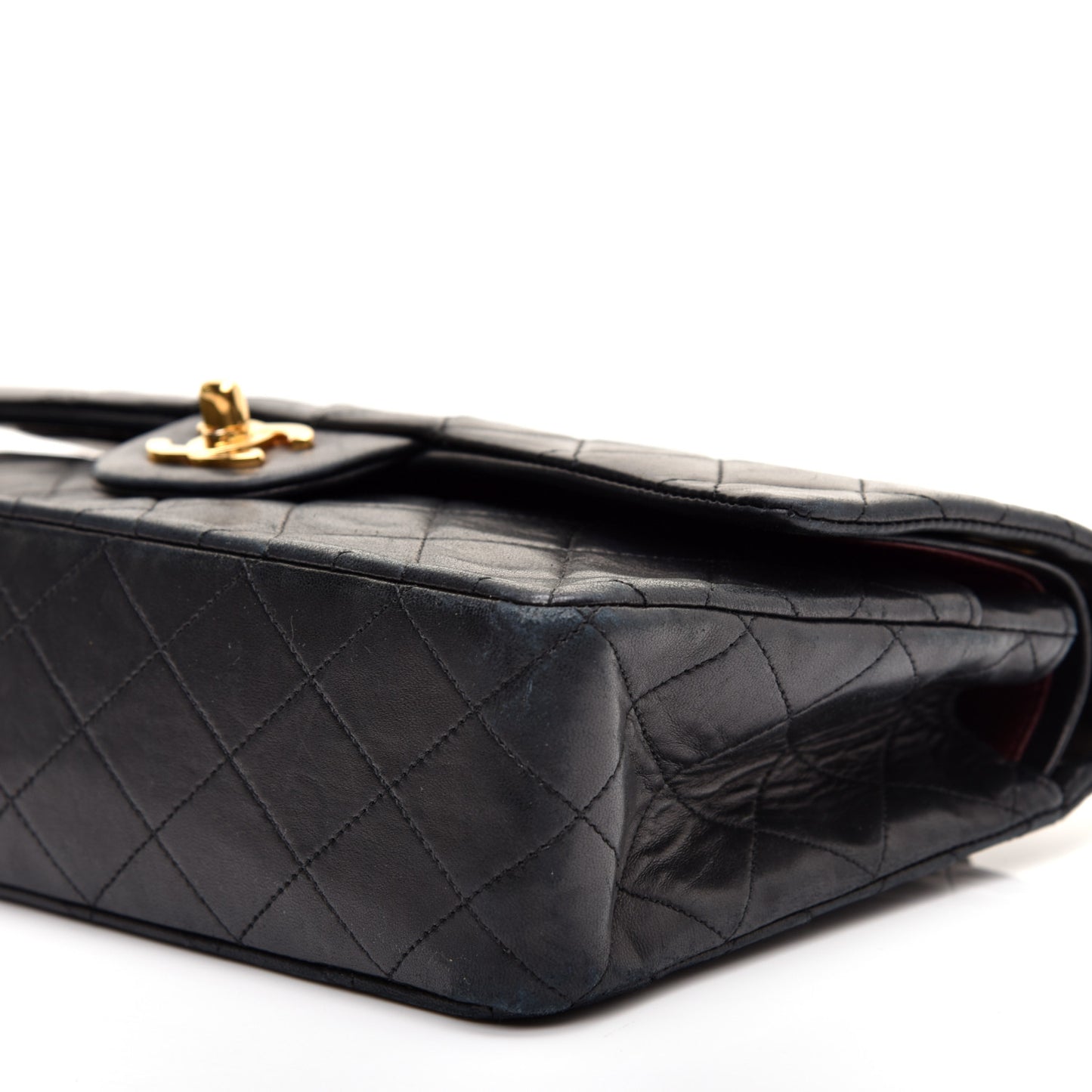 Lambskin Quilted Medium Double Flap Black