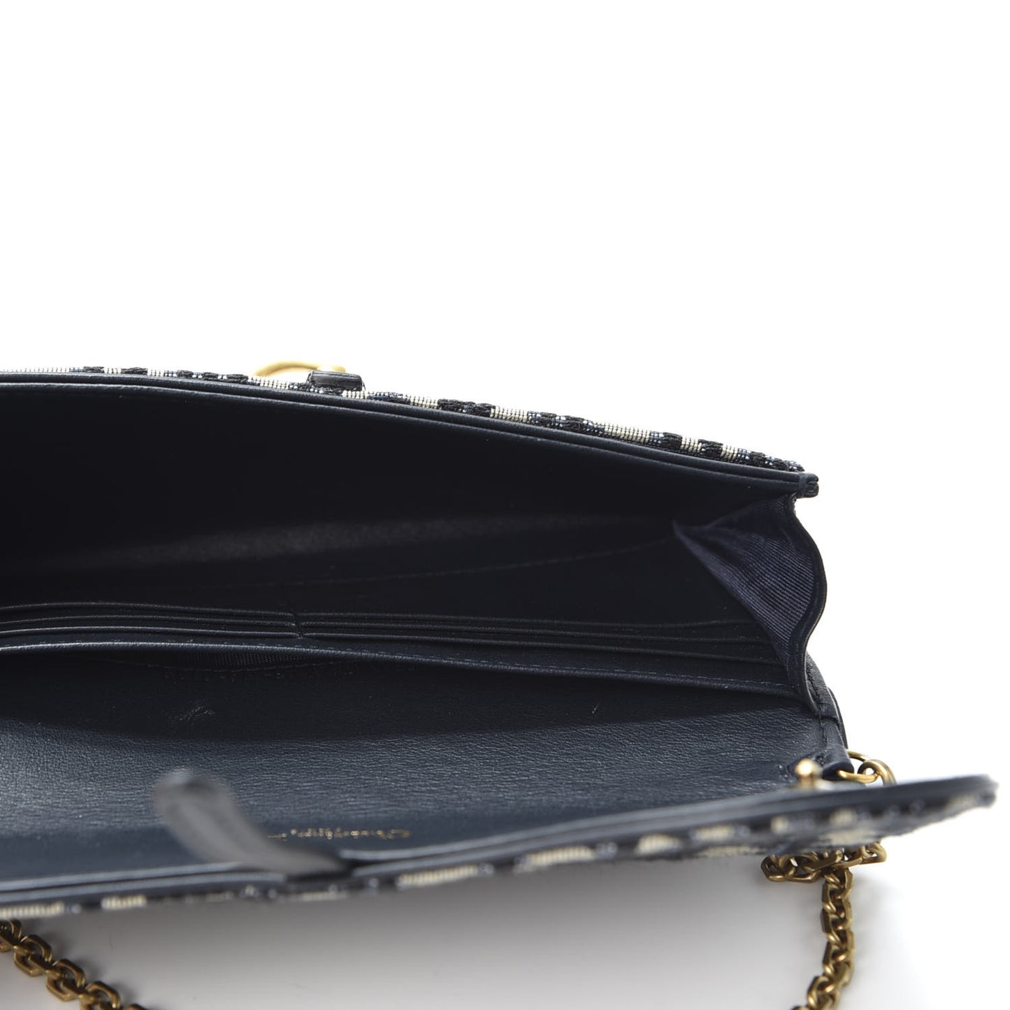 Oblique Saddle Chain Long Wallet Blue