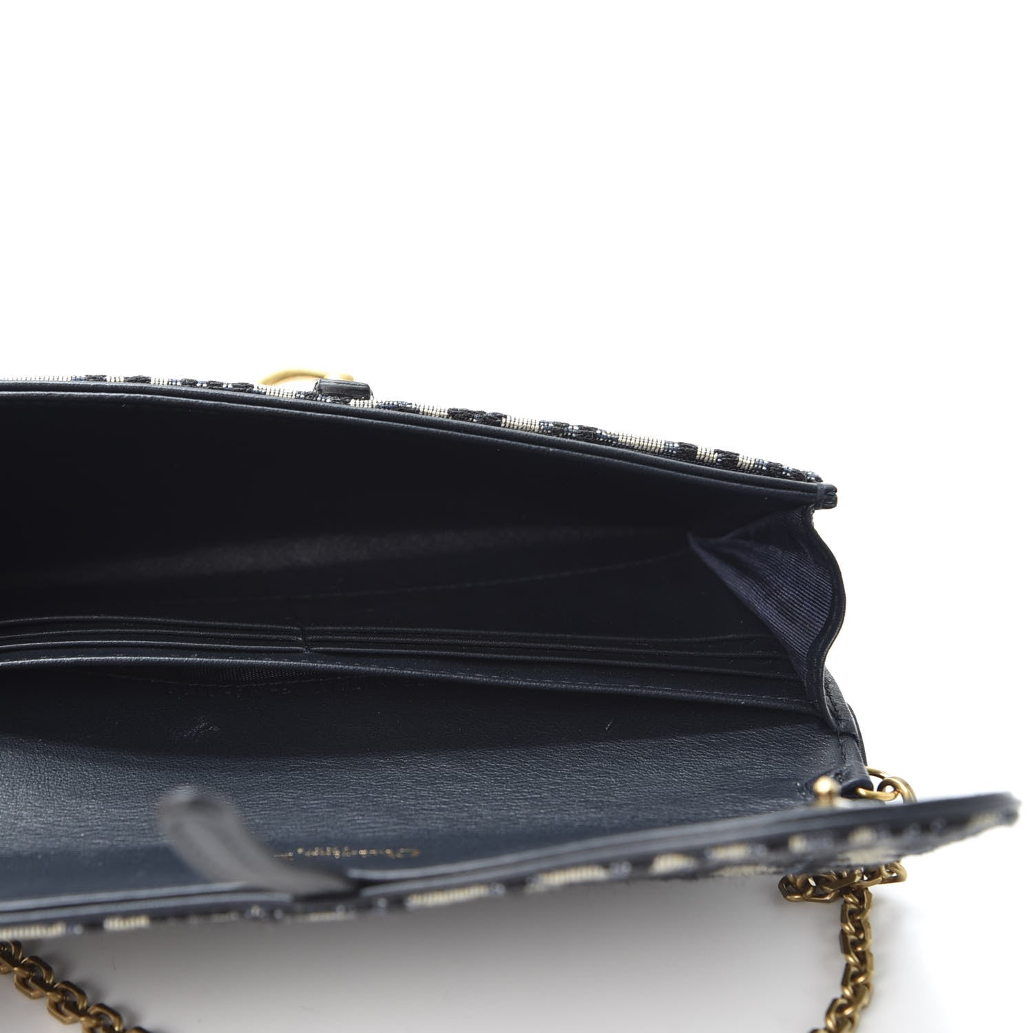 Christian Dior Oblique Saddle Chain Long Wallet Blue 4 of 11