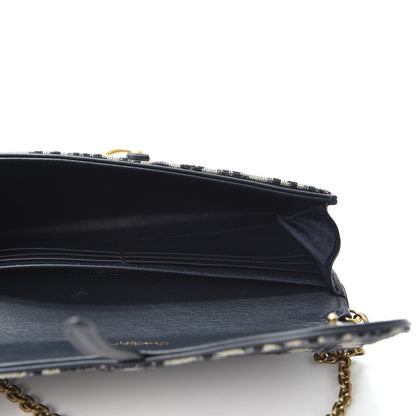 Christian Dior Oblique Saddle Chain Long Wallet Blue 4 of 11