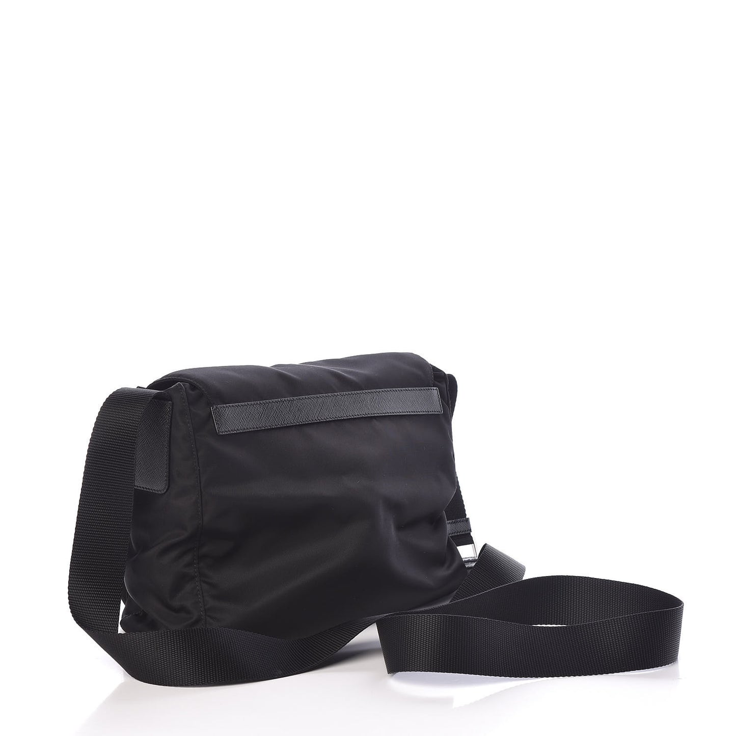 Nylon Vela Saffiano Single Buckle Messenger Shoulder Bag Black