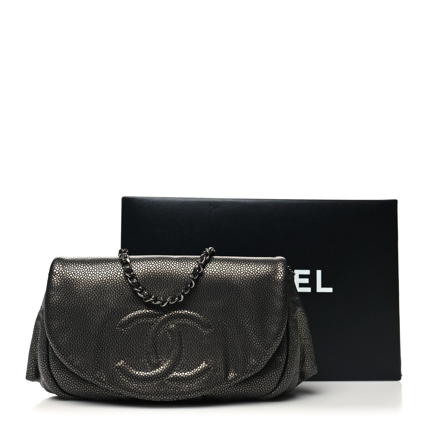 Chanel Metallic Caviar Half Moon Wallet On Chain WOC Bronze 12 of 12