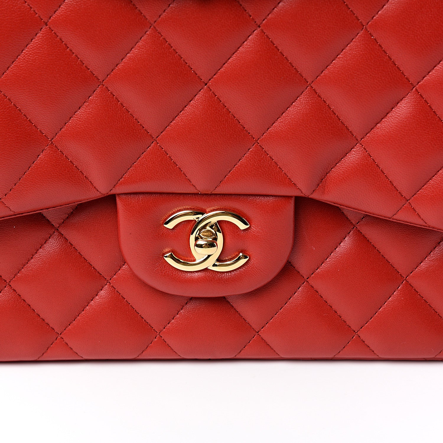 Chanel Lambskin Quilted Jumbo Double Flap Red 9 of 10
