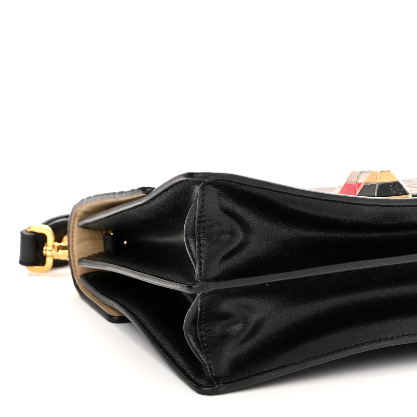 Vitello Liberty Bi-Color FF 1974 Embossed Kan I Shoulder Bag Black Maya