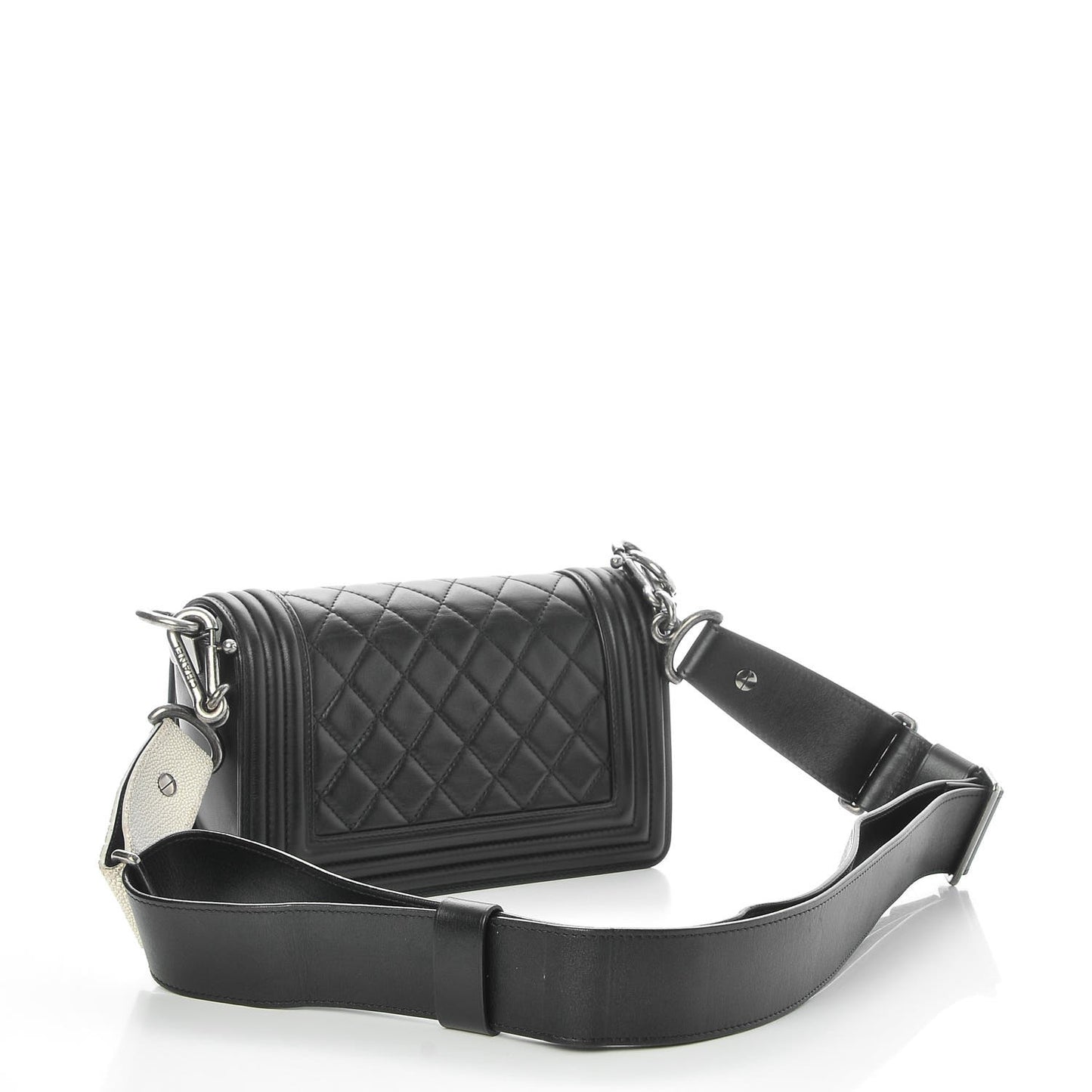 Lambskin Quilted Small Boy Flap Black
