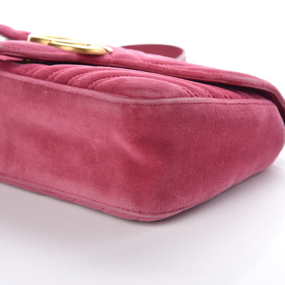 Gucci Velvet Matelasse Small GG Marmont Shoulder Bag Light Raspberry Rose 14 of 18