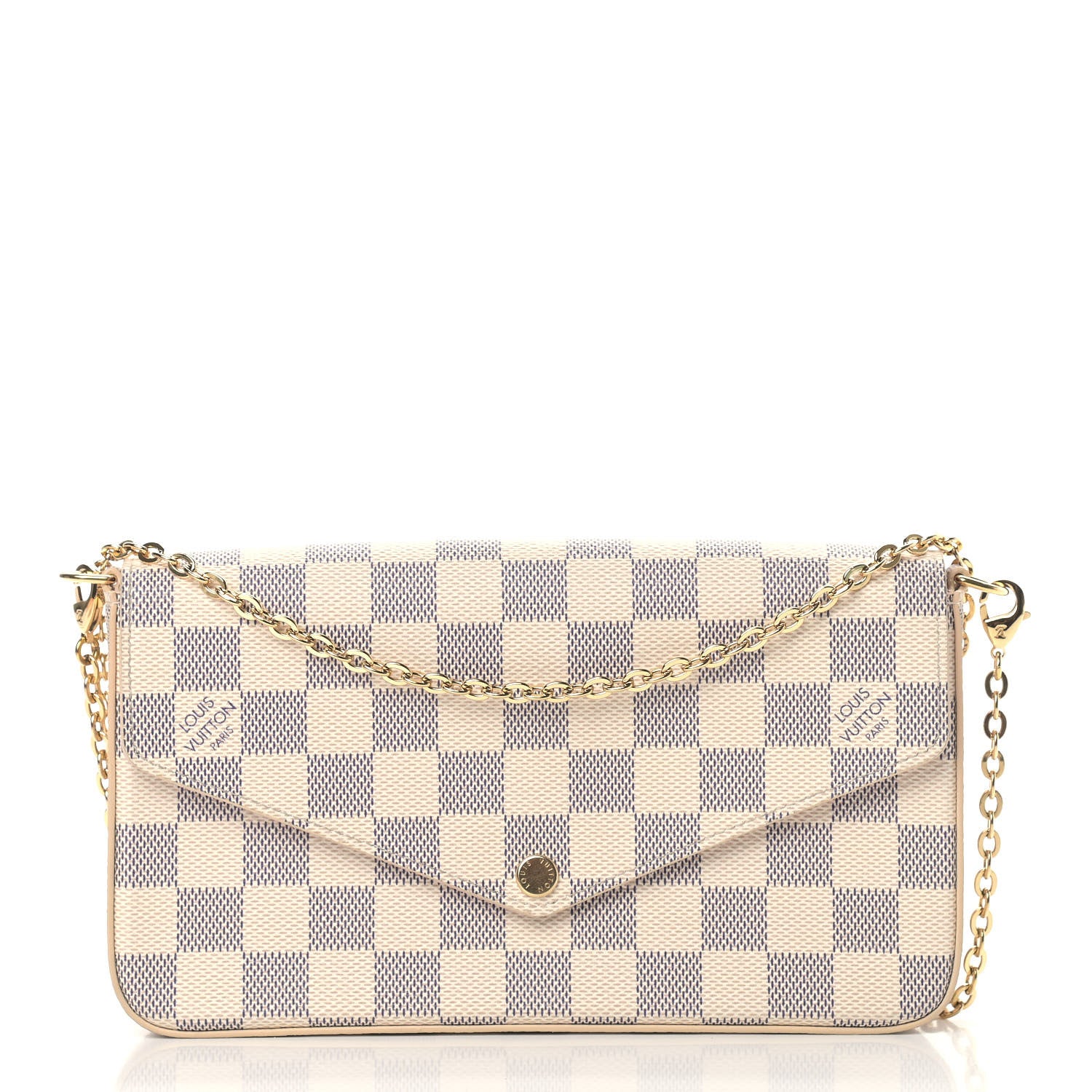 Louis Vuitton Damier Azur Pochette Felicie Chain Wallet Rose Ballerine 3 of 7