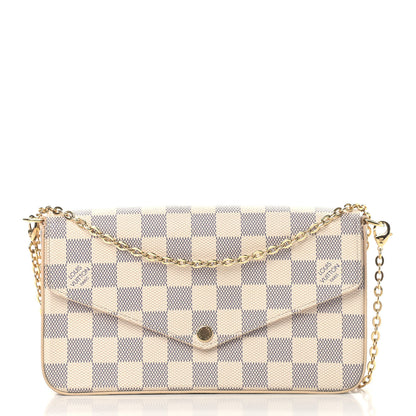 Louis Vuitton Damier Azur Pochette Felicie Chain Wallet Rose Ballerine 3 of 7
