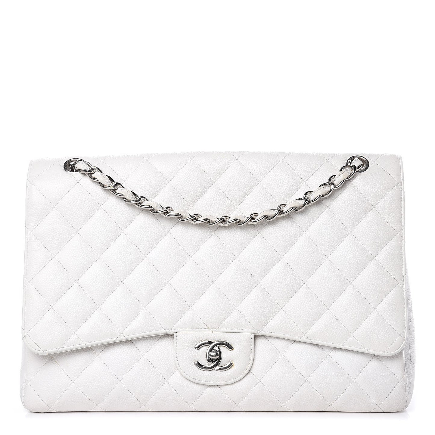 Caviar Quilted Maxi Single Flap White