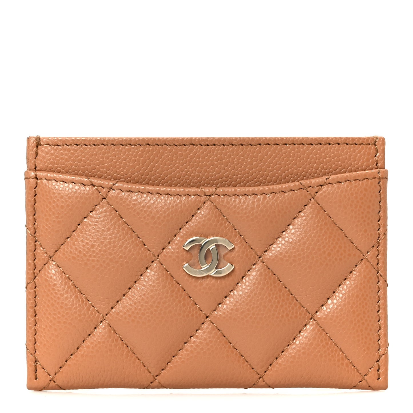 Caviar Quilted Card Holder Brown