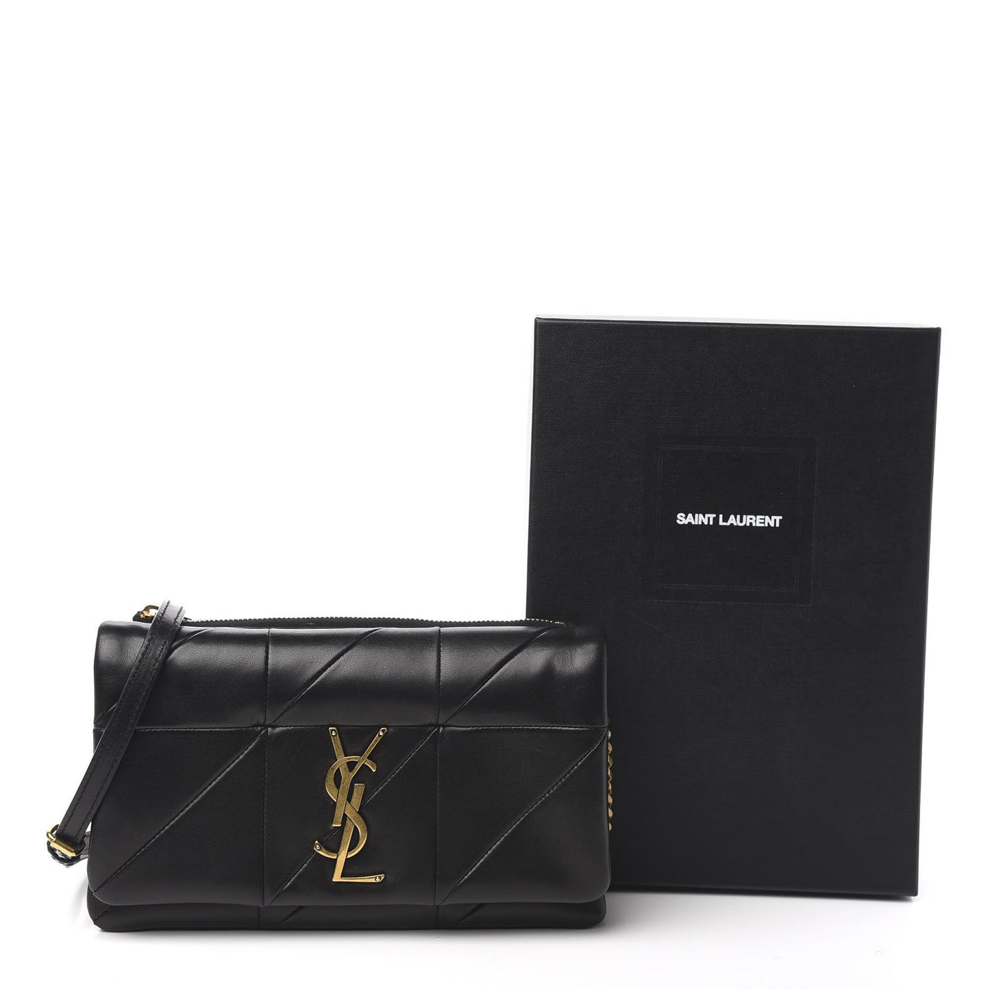 Lambskin Patchwork Monogram Jamie Chain Wallet Black