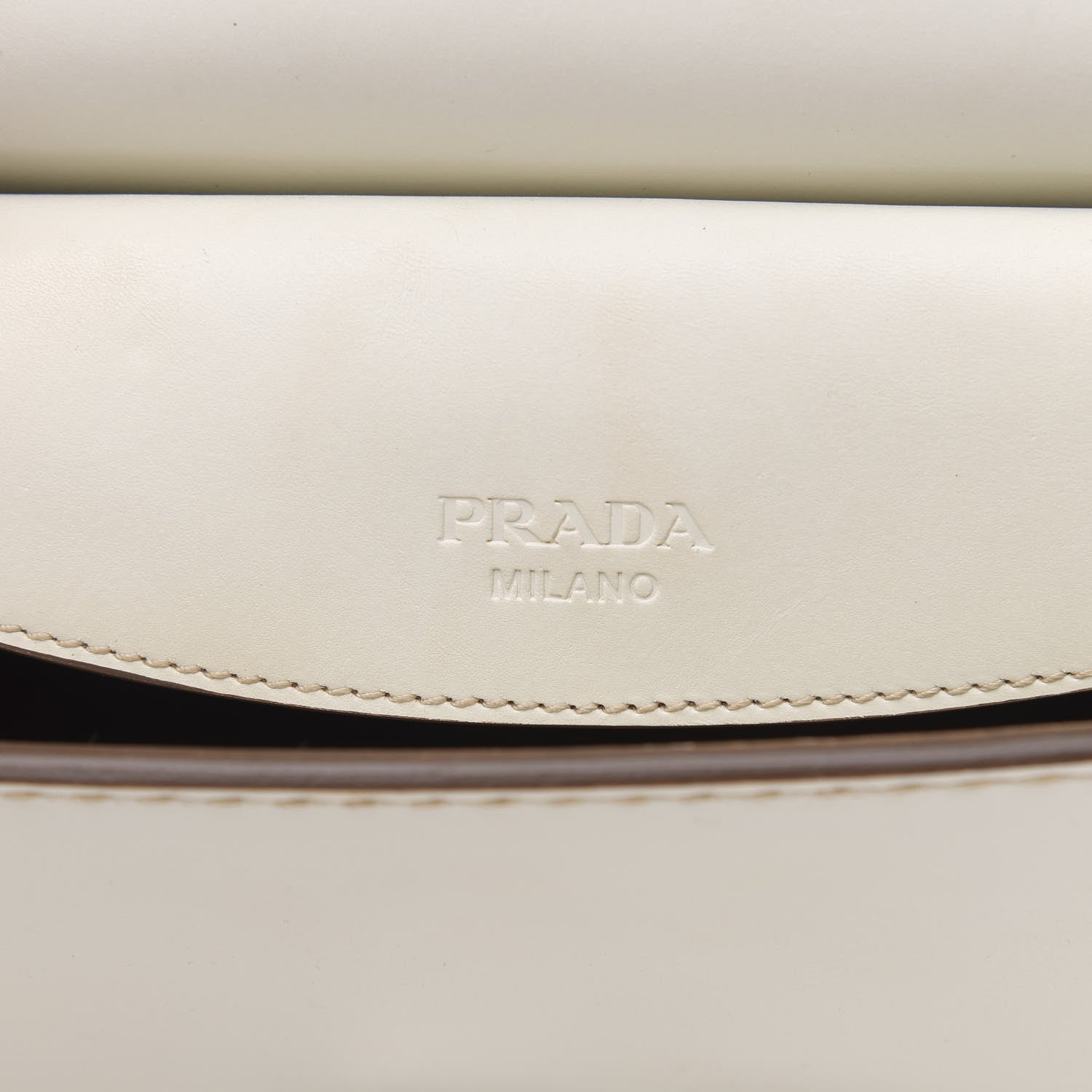 Prada Vitello Tri-Color Sound Top Handle Satchel White Naturale 6 of 13