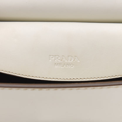 Prada Vitello Tri-Color Sound Top Handle Satchel White Naturale 6 of 13