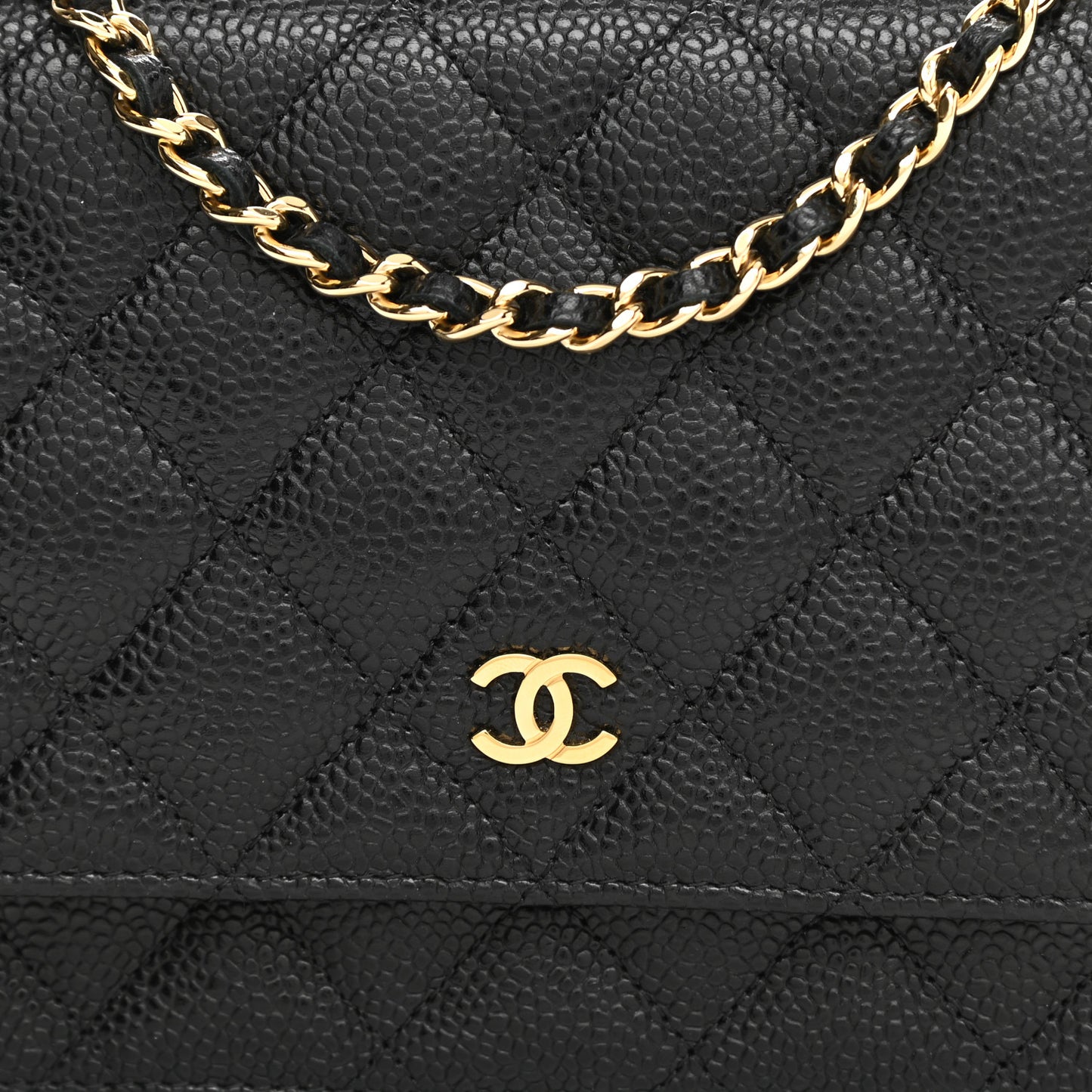Caviar Quilted Wallet On Chain WOC Black