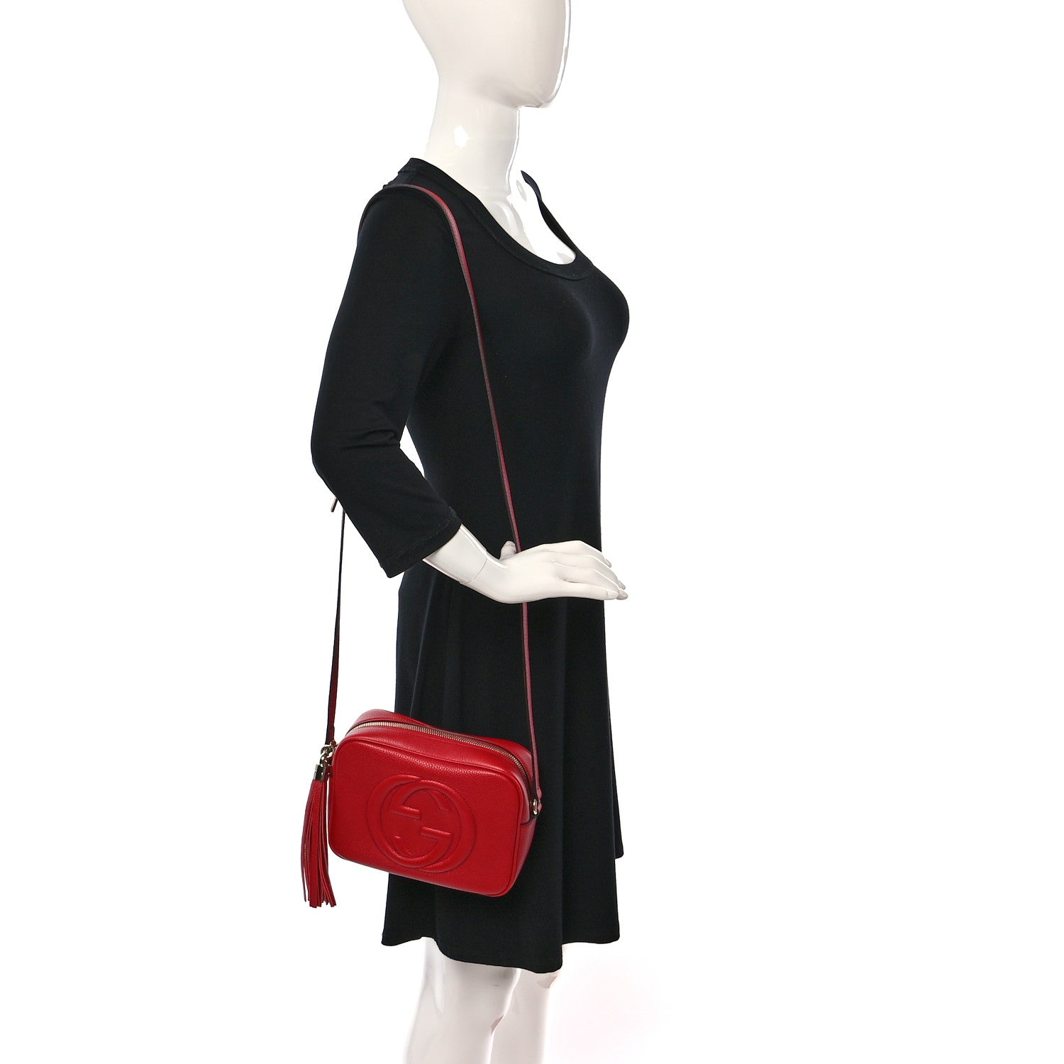 Gucci Pebbled Calfskin Small Soho Disco Bag Tabasco Red 2 of 9