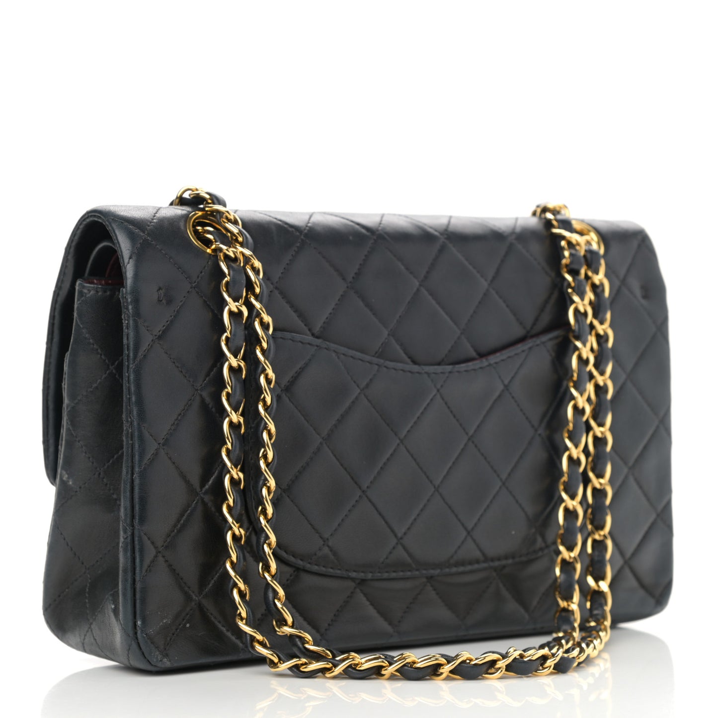 Lambskin Quilted Medium Double Flap Black