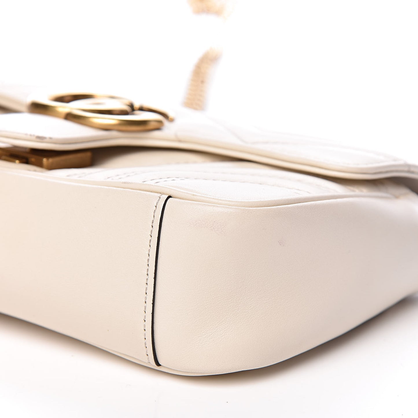 Calfskin Matelasse Mini GG Marmont Shoulder Bag White