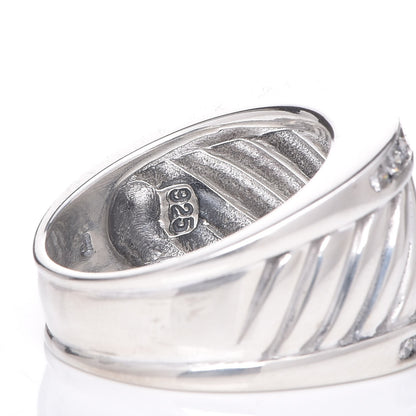 David Yurman Sterling Silver Diamond Cable Cigar Band Ring 55 7.25 5 of 10